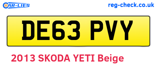 DE63PVY are the vehicle registration plates.