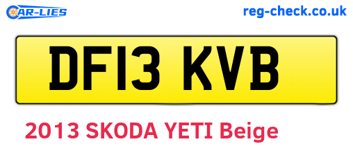 DF13KVB are the vehicle registration plates.