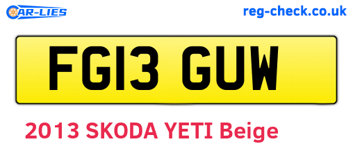 FG13GUW are the vehicle registration plates.