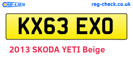 KX63EXO are the vehicle registration plates.