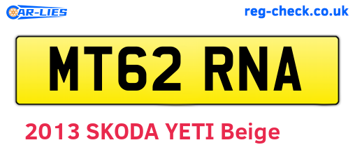 MT62RNA are the vehicle registration plates.