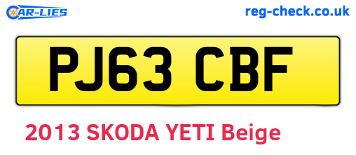 PJ63CBF are the vehicle registration plates.