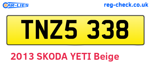 TNZ5338 are the vehicle registration plates.