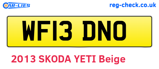 WF13DNO are the vehicle registration plates.