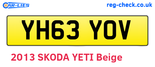 YH63YOV are the vehicle registration plates.