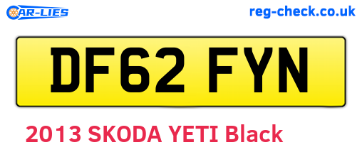 DF62FYN are the vehicle registration plates.