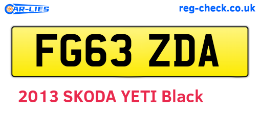 FG63ZDA are the vehicle registration plates.
