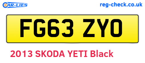 FG63ZYO are the vehicle registration plates.