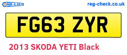 FG63ZYR are the vehicle registration plates.