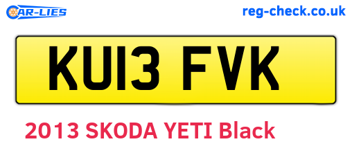 KU13FVK are the vehicle registration plates.
