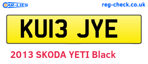 KU13JYE are the vehicle registration plates.