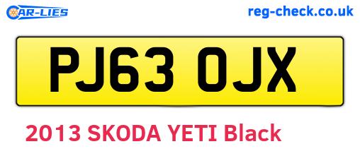 PJ63OJX are the vehicle registration plates.
