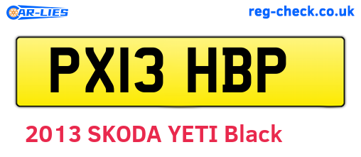 PX13HBP are the vehicle registration plates.