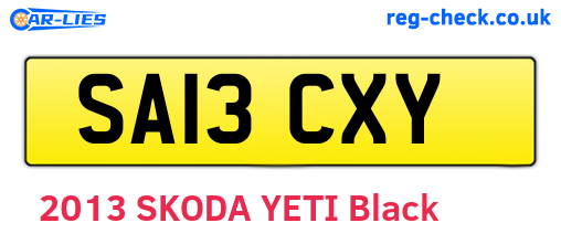 SA13CXY are the vehicle registration plates.