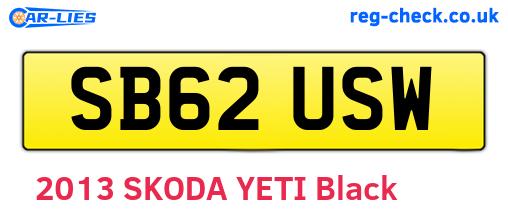 SB62USW are the vehicle registration plates.