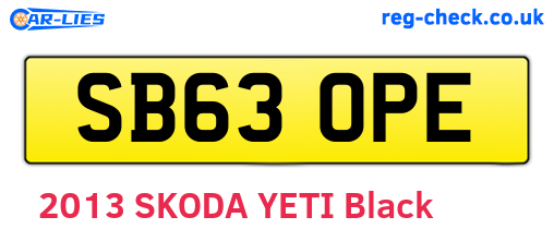 SB63OPE are the vehicle registration plates.