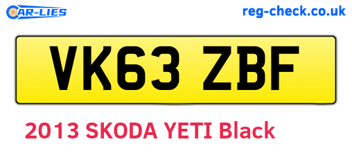 VK63ZBF are the vehicle registration plates.