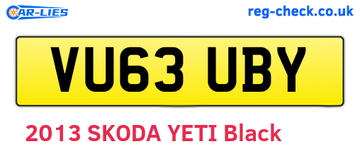 VU63UBY are the vehicle registration plates.