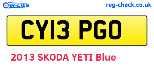 CY13PGO are the vehicle registration plates.