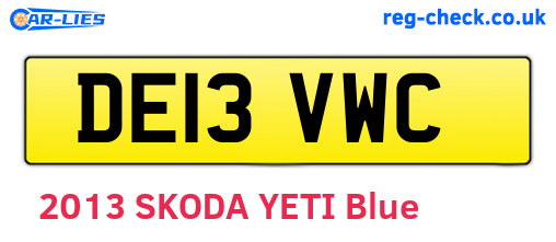 DE13VWC are the vehicle registration plates.