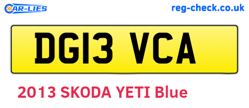 DG13VCA are the vehicle registration plates.