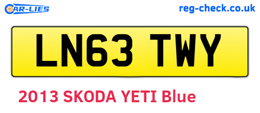 LN63TWY are the vehicle registration plates.