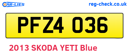 PFZ4036 are the vehicle registration plates.