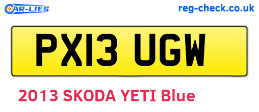 PX13UGW are the vehicle registration plates.