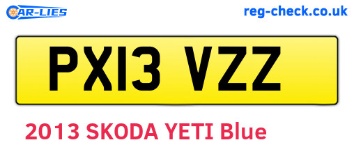 PX13VZZ are the vehicle registration plates.