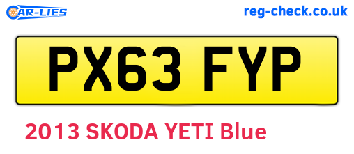 PX63FYP are the vehicle registration plates.