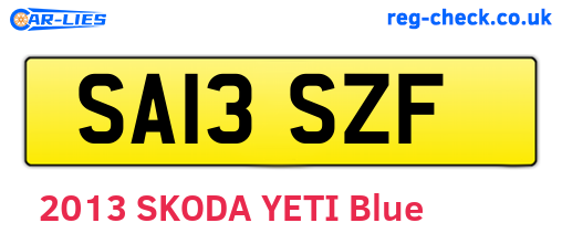 SA13SZF are the vehicle registration plates.