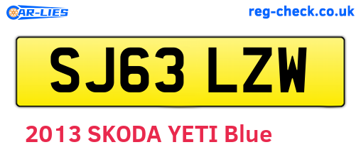 SJ63LZW are the vehicle registration plates.