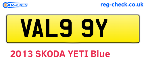 VAL99Y are the vehicle registration plates.