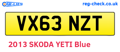 VX63NZT are the vehicle registration plates.