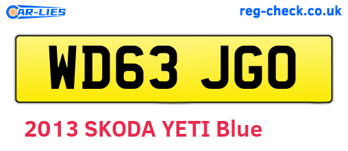 WD63JGO are the vehicle registration plates.