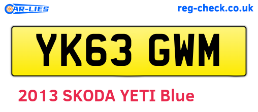 YK63GWM are the vehicle registration plates.