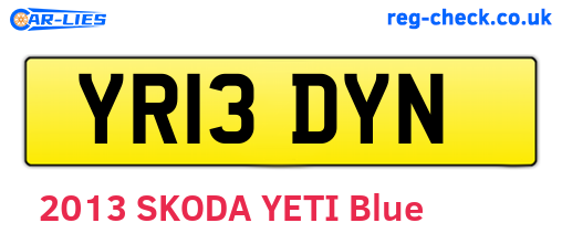 YR13DYN are the vehicle registration plates.