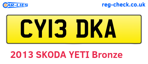 CY13DKA are the vehicle registration plates.