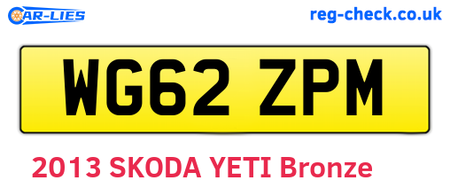 WG62ZPM are the vehicle registration plates.