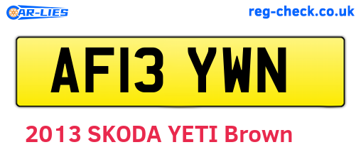 AF13YWN are the vehicle registration plates.