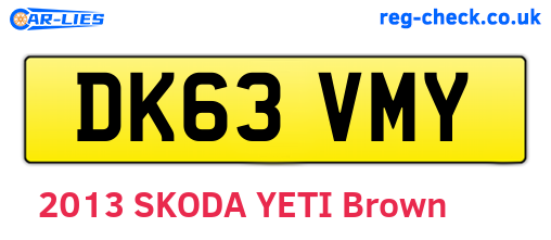 DK63VMY are the vehicle registration plates.