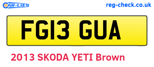 FG13GUA are the vehicle registration plates.