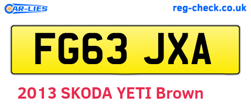 FG63JXA are the vehicle registration plates.