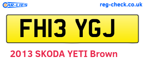 FH13YGJ are the vehicle registration plates.