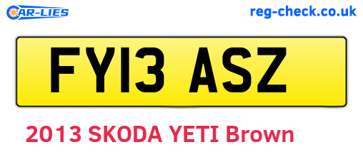 FY13ASZ are the vehicle registration plates.