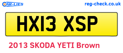 HX13XSP are the vehicle registration plates.