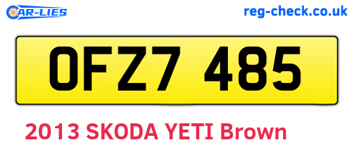 OFZ7485 are the vehicle registration plates.