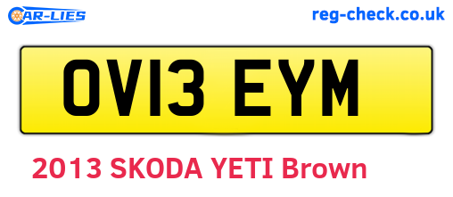 OV13EYM are the vehicle registration plates.