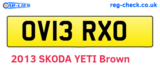 OV13RXO are the vehicle registration plates.