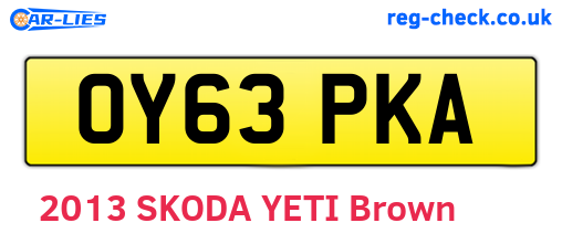 OY63PKA are the vehicle registration plates.